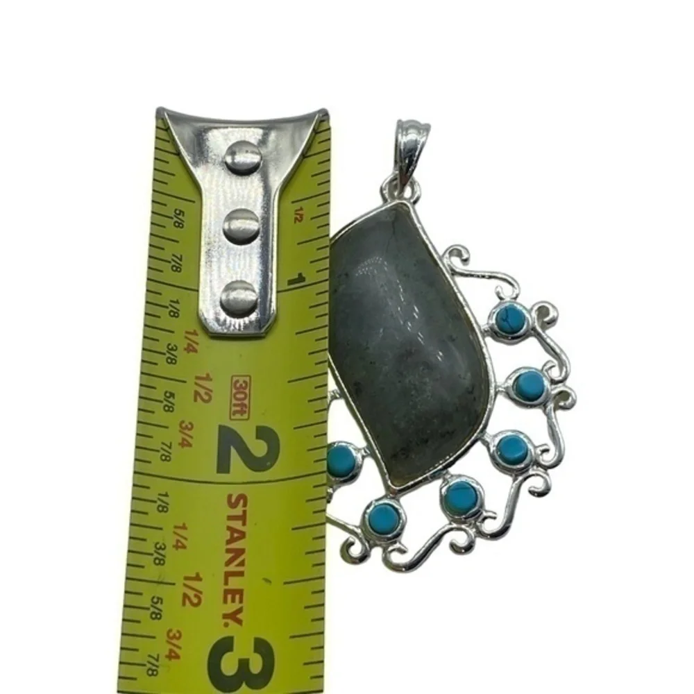 Labradorite Gemstone Sterling Silver 925 Pendant 2.5in